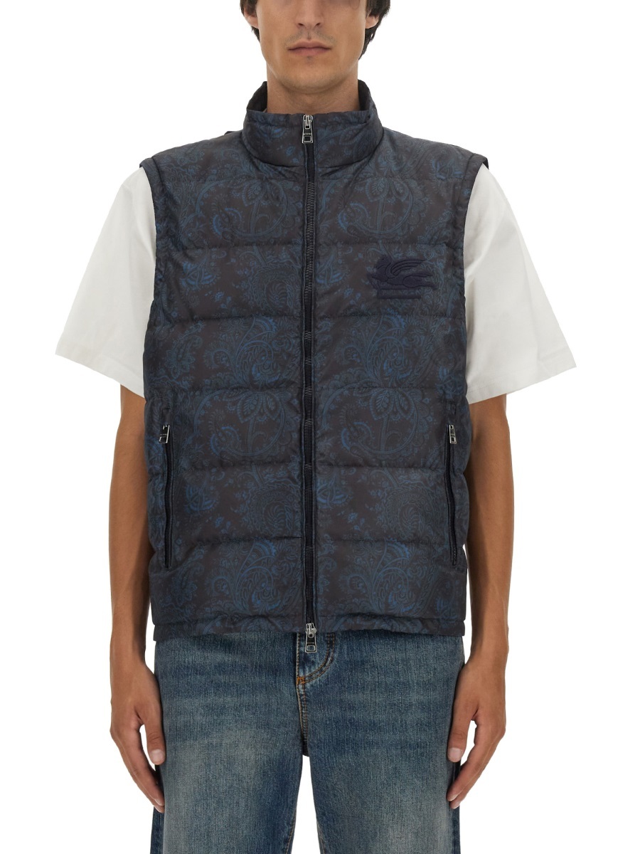 Etro Sleeveless Jacket With Wool Blend Insert In Black