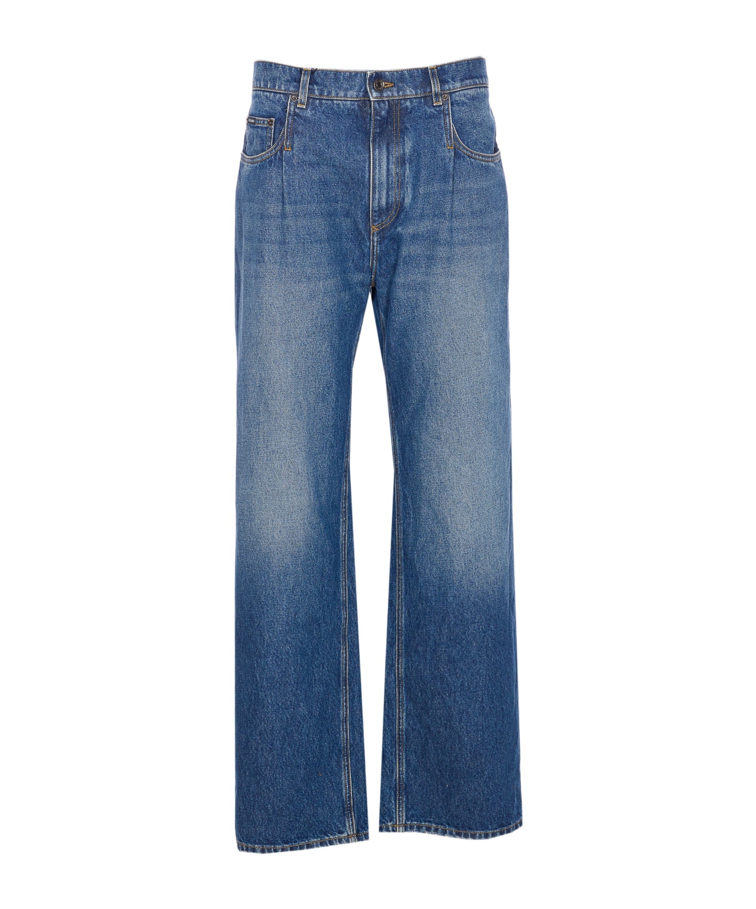 Dolce & Gabbana Plaque Logo Jeans In Blue
