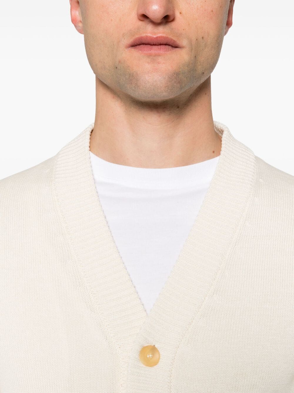 Zanone V-neck Knitwear Sweater Long Sleeves In White