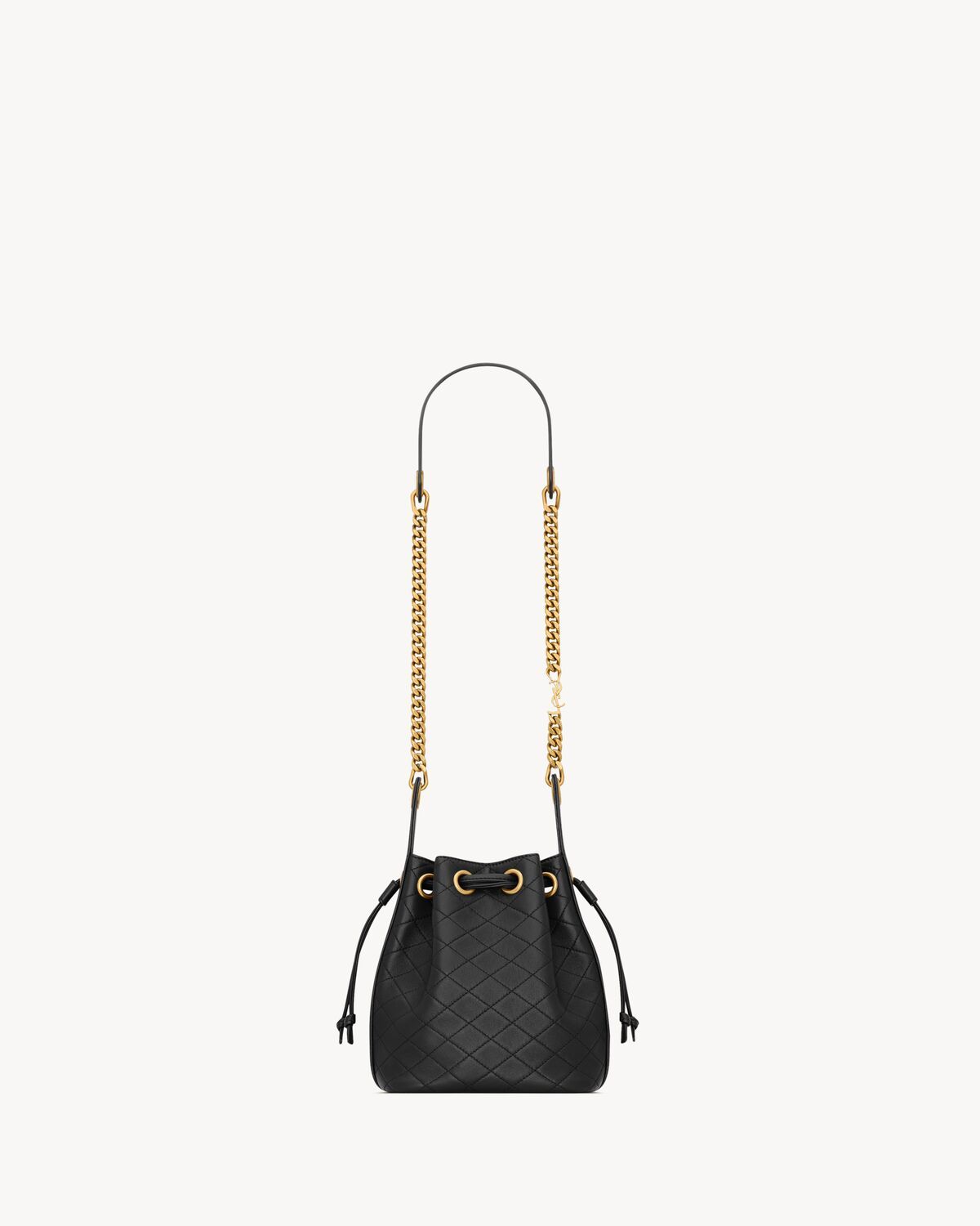 Saint Laurent Cassandre Bucket Bag In Lambskin In Black