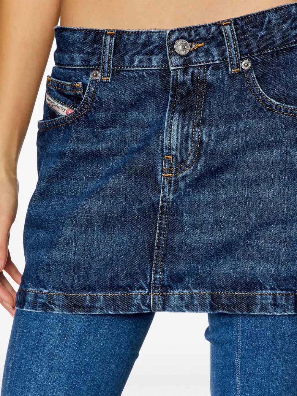 Diesel De-ron Whiskering Effect Denim Mini Skirt In Blue