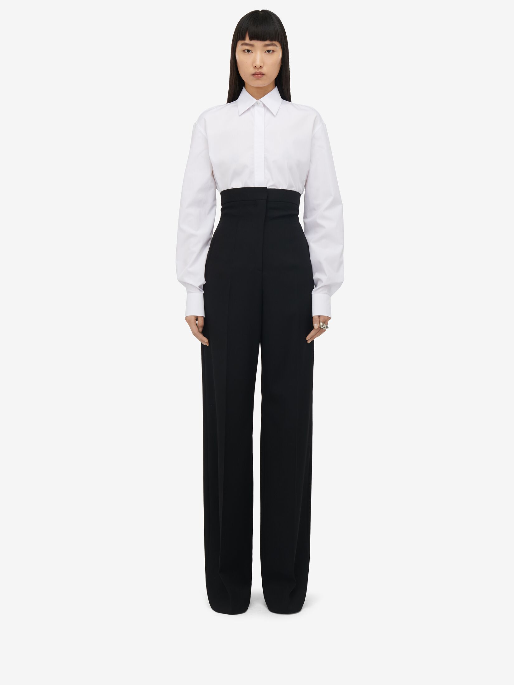 Alexander Mcqueen High-rise Wool-twill Trousers In Black