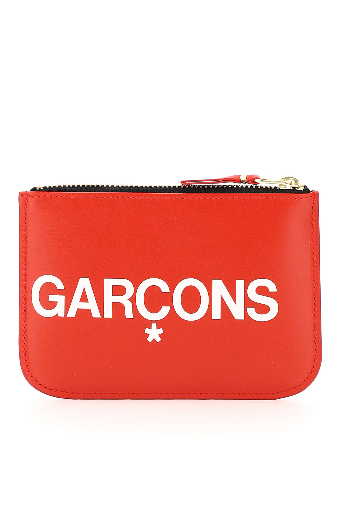Comme Des Garçons Logo Print Zipper Purse In Red