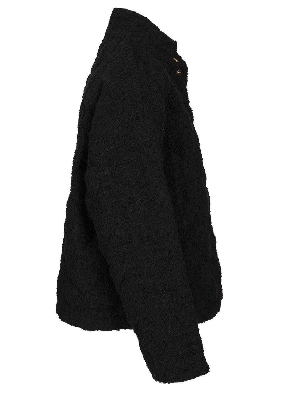Max Mara Studio Button-up Puffer Jacket In Black