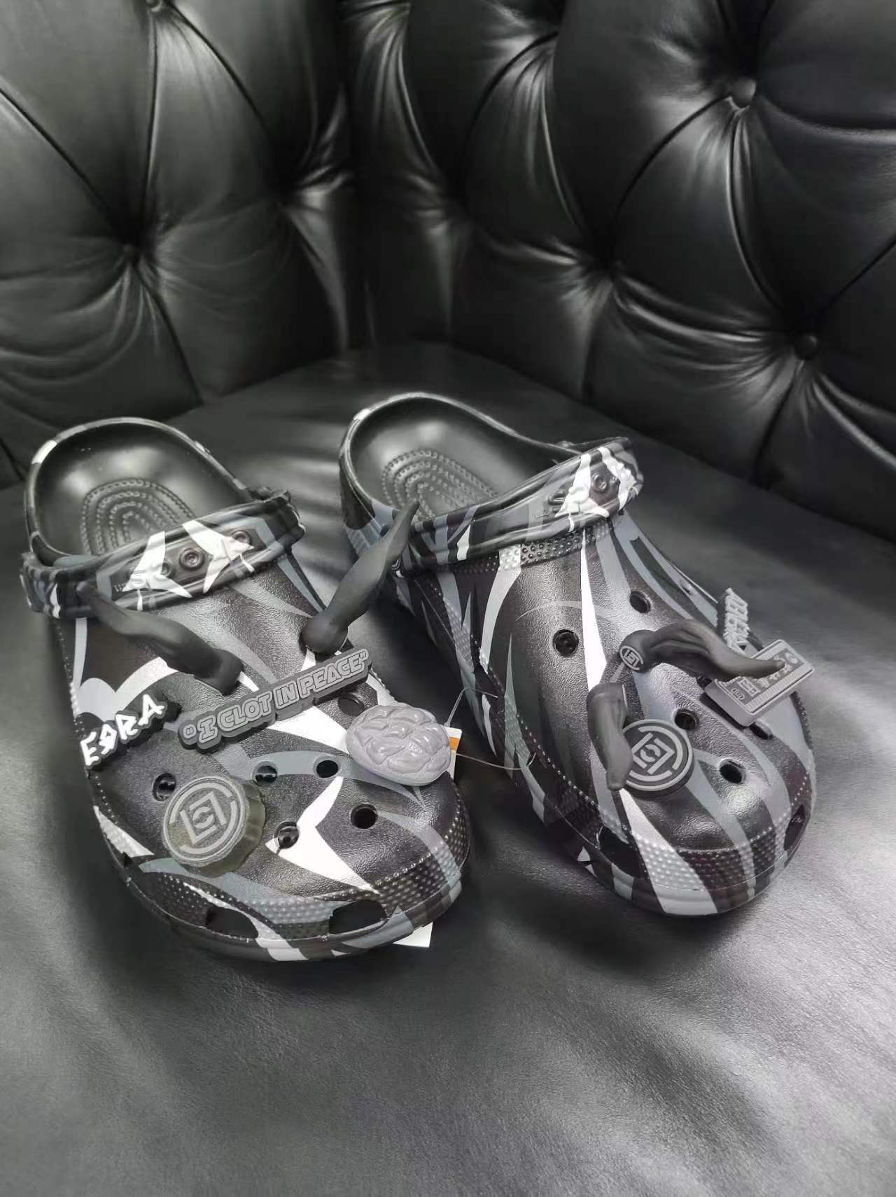 Crocs X Clot Round Head Hole Sandals In Gray