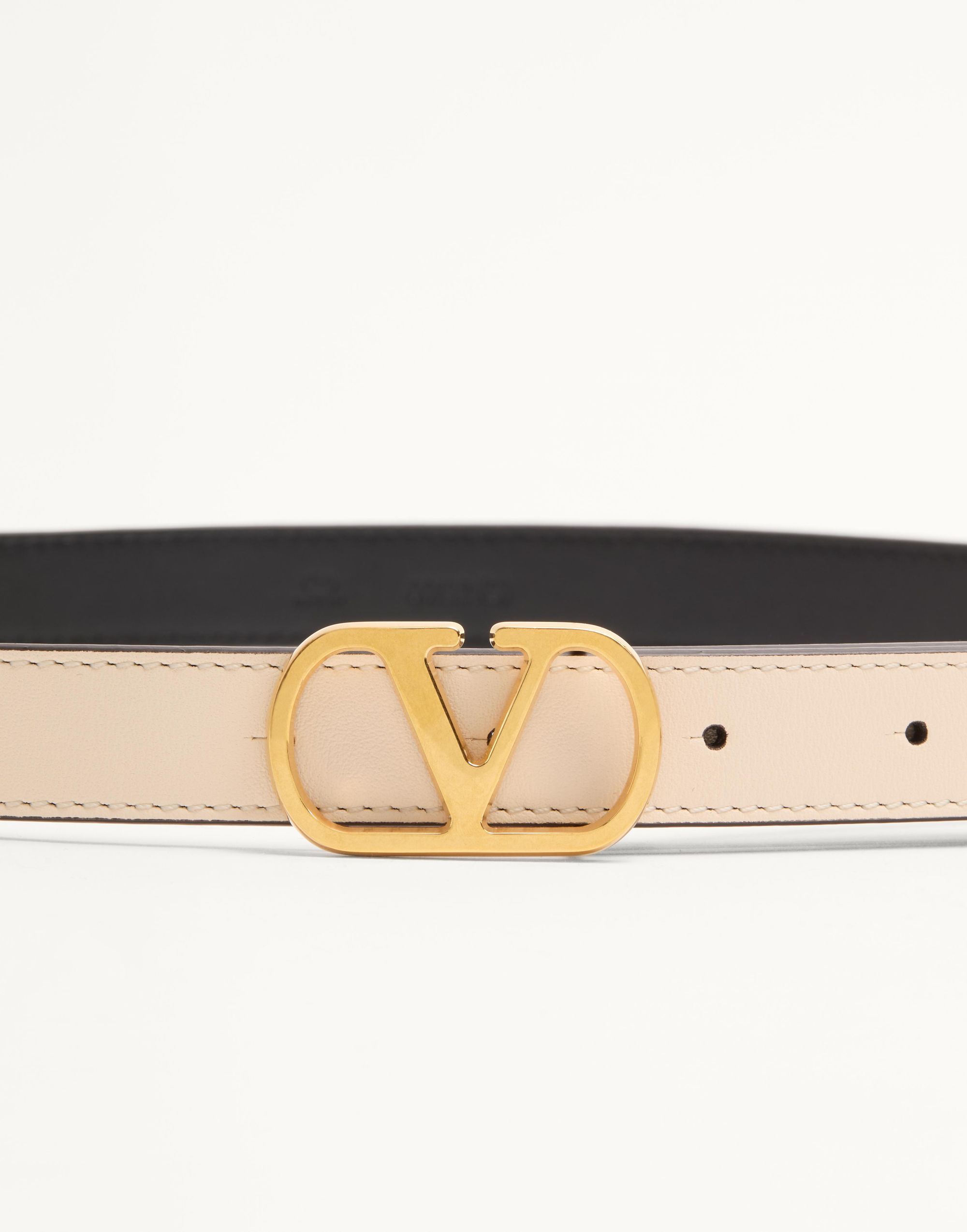Valentino Garavani Vlogo Signature Belt In Shiny Calfskin 30 Mm Woman Ivory 095 In Nude