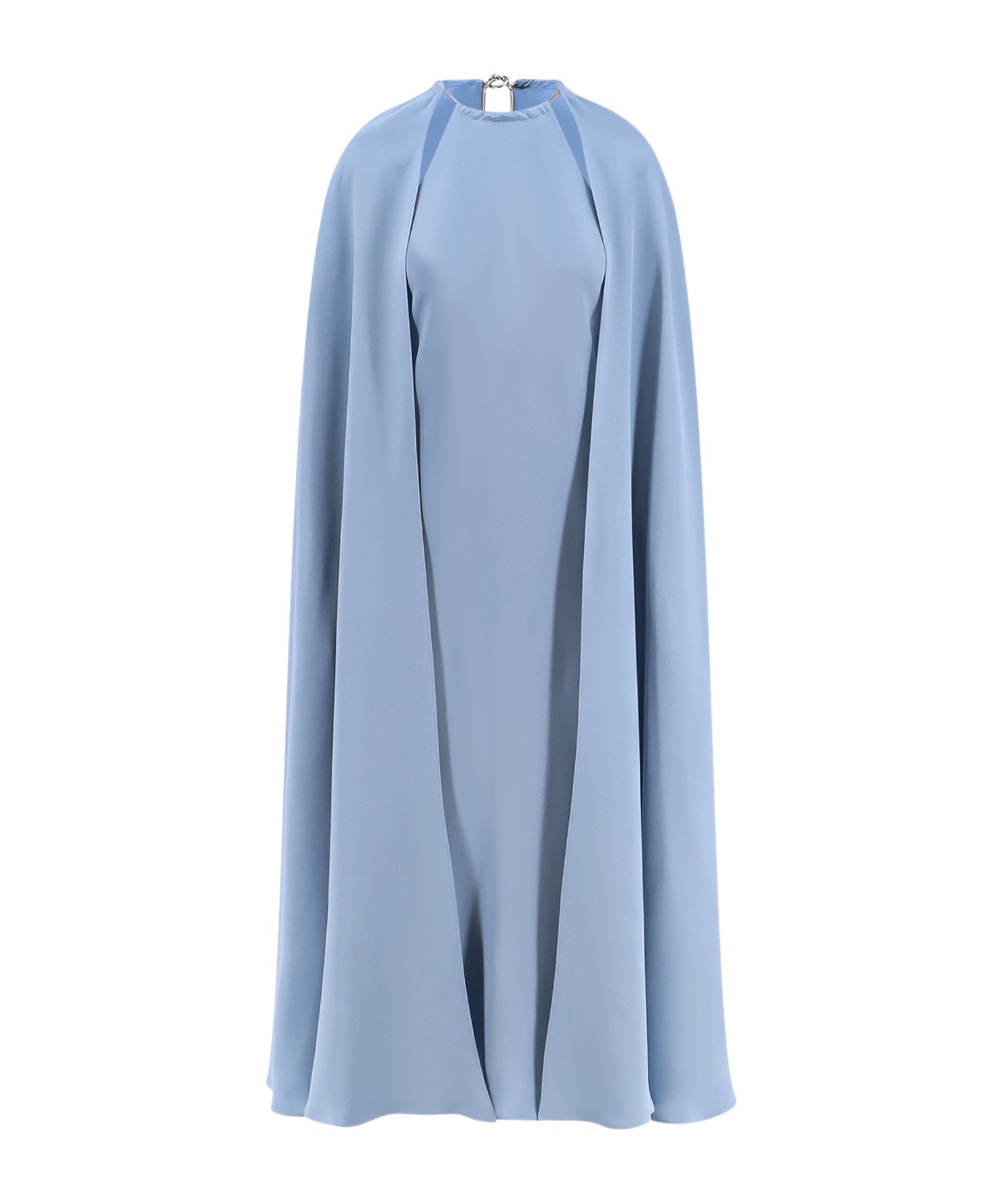 Max Mara Pianoforte Women Managua Pure Silk Crepe De Chine Dress With Cape In Blue