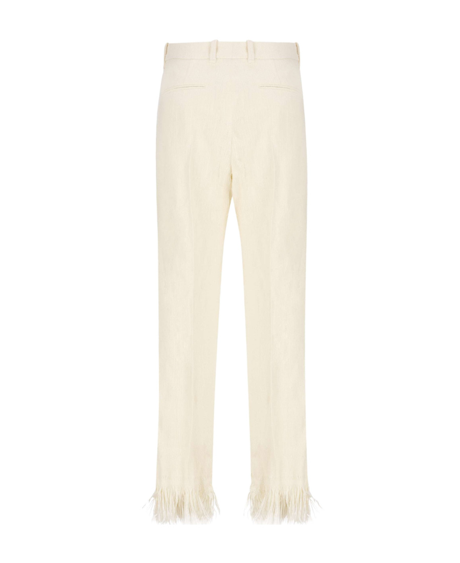 Chloé Fringed-cuff Silk Flared Trousers In White