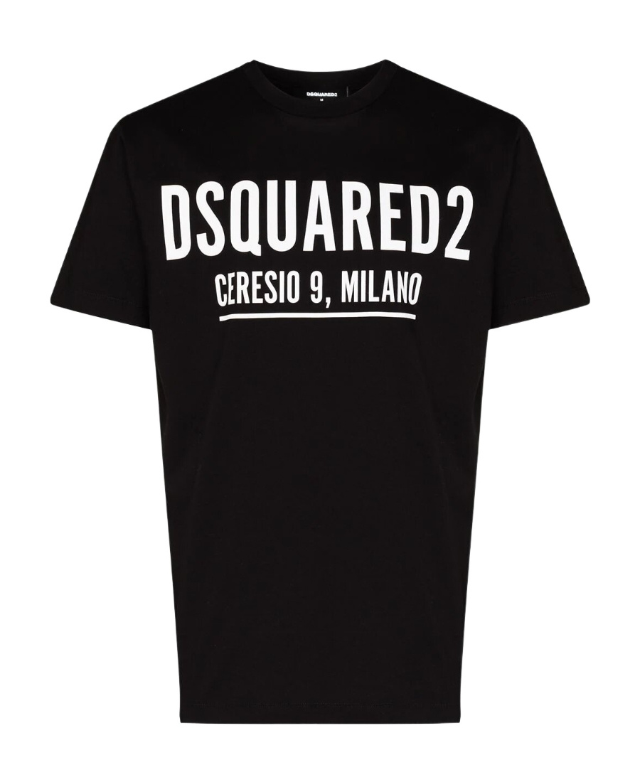 Dsquared2 Black Crewneck T-shirt With Logo Lettering On The Front In Black