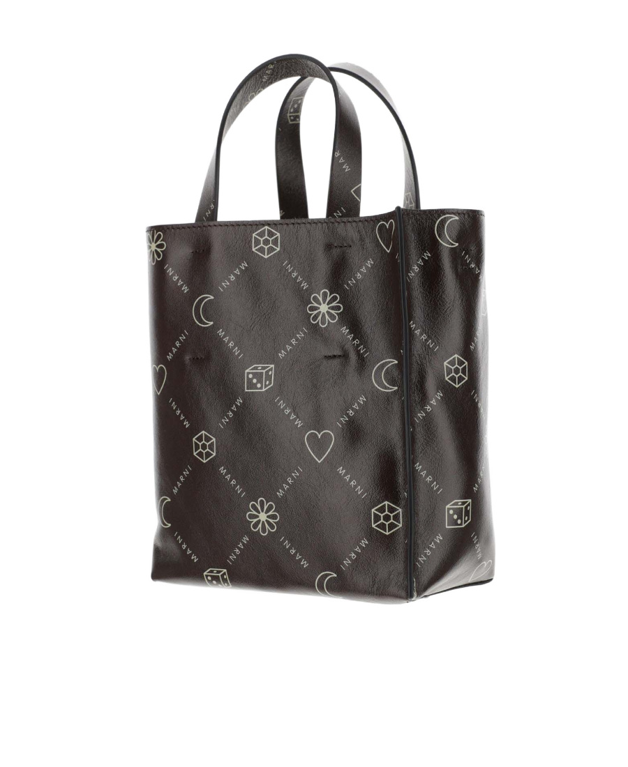 Marni All-over Logo-print Tote Bag In Black