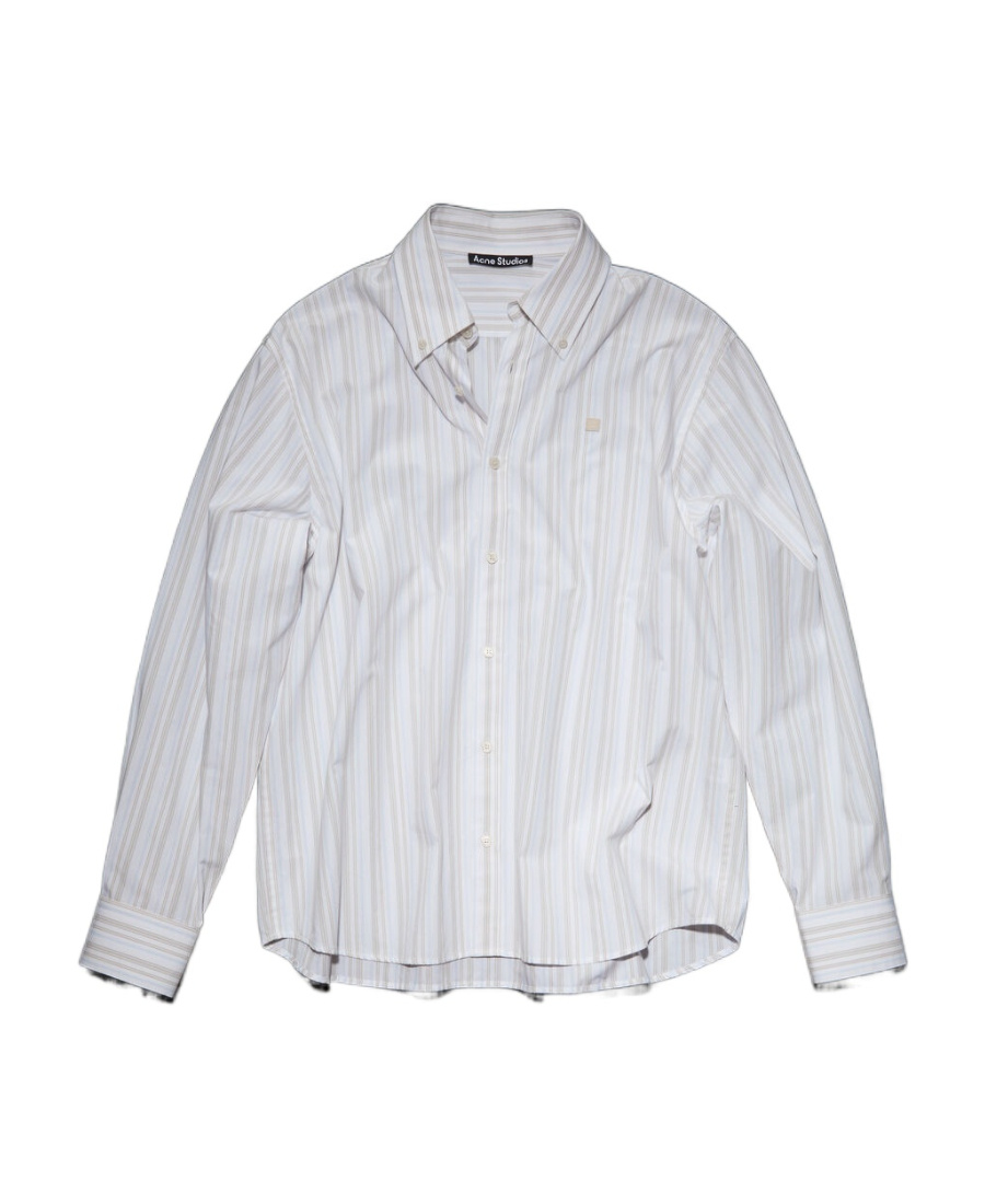 Acne Studios Logo-appliqué Cotton Shirt In White