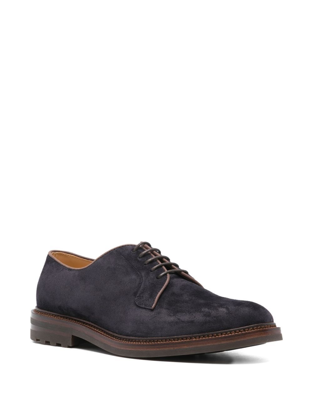 Brunello Cucinelli Suede Lace-up Shoes In Black