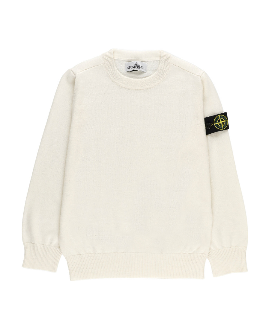Stone Island Compass-motif Virgin Wool Jumper In Nude
