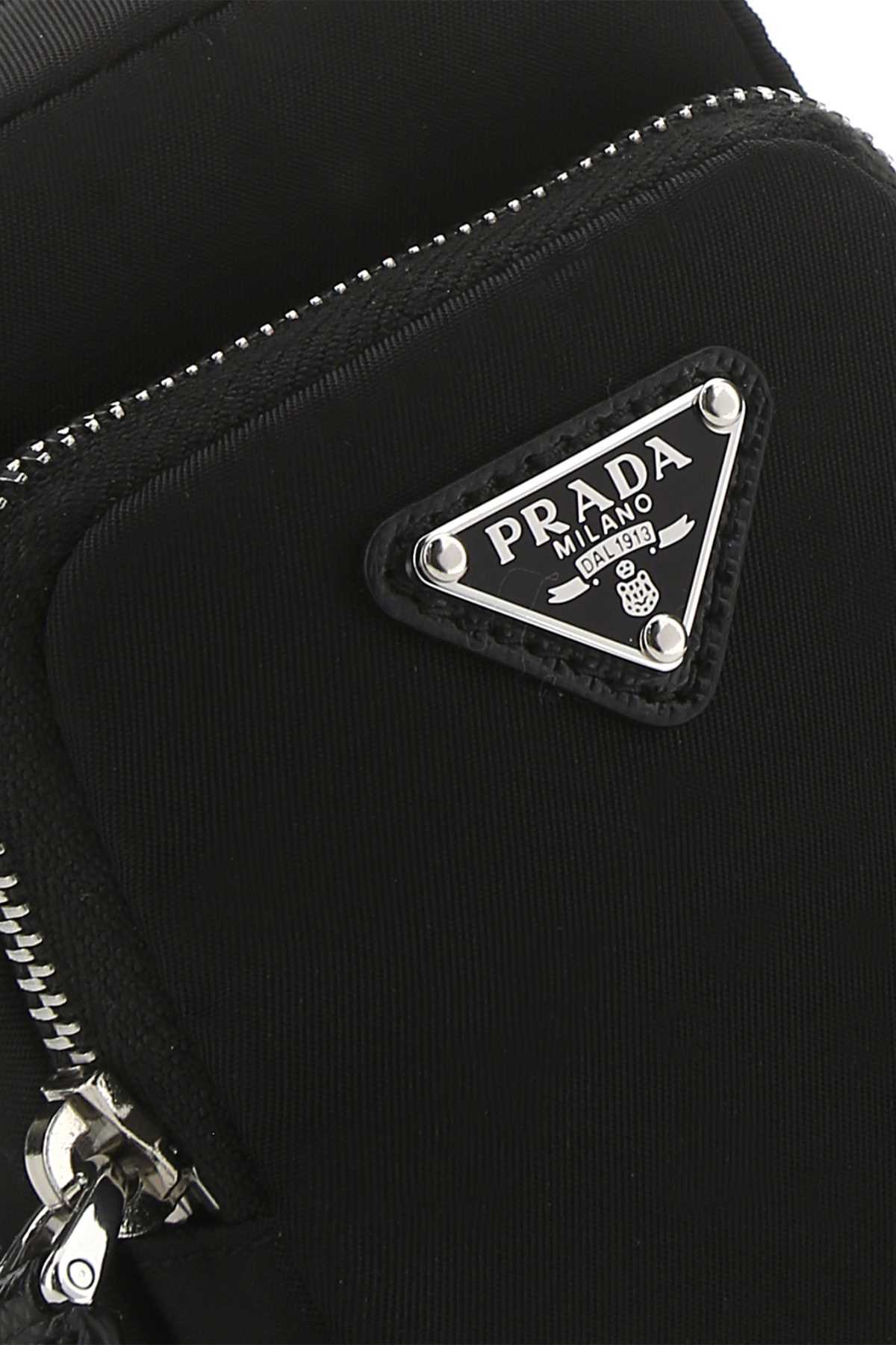 Prada Re-nylon Backpack Keyring In Black