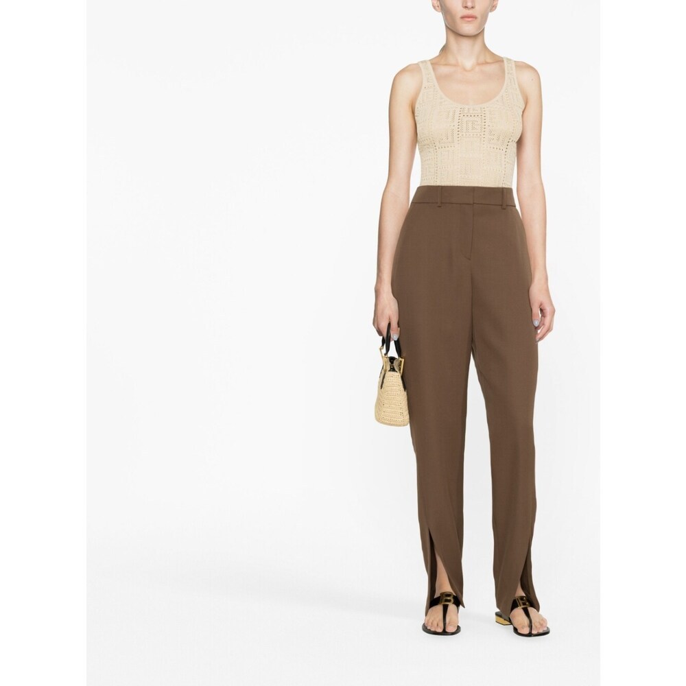 Balmain Wool Trousers In Brown