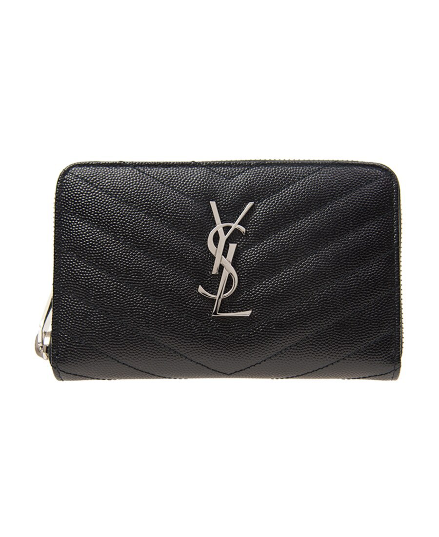 Saint Laurent Monogram Zipper Wallet In Black