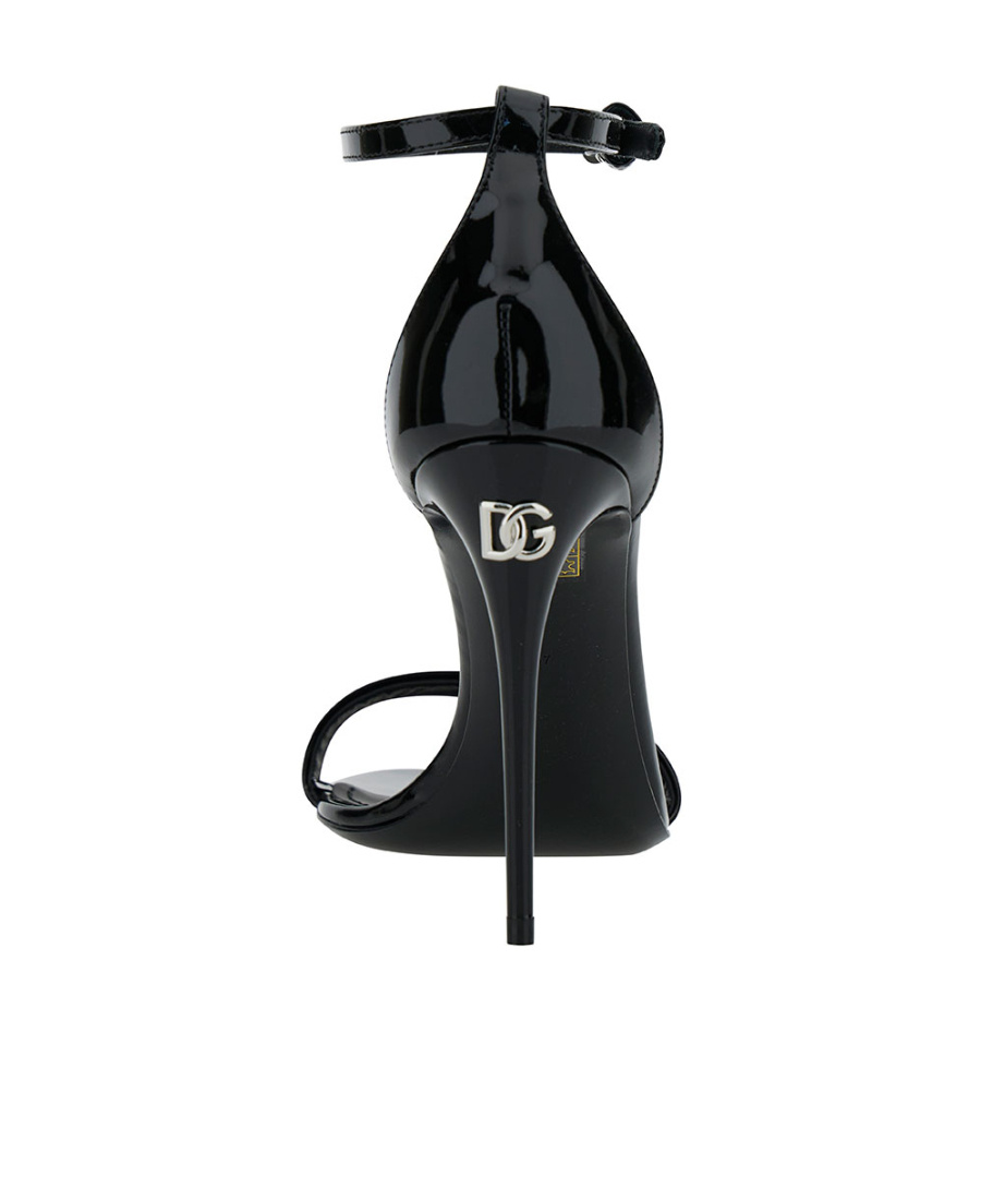 Dolce & Gabbana Black Sandals With Dg Logo Detail In Patent Leather Woman In Black