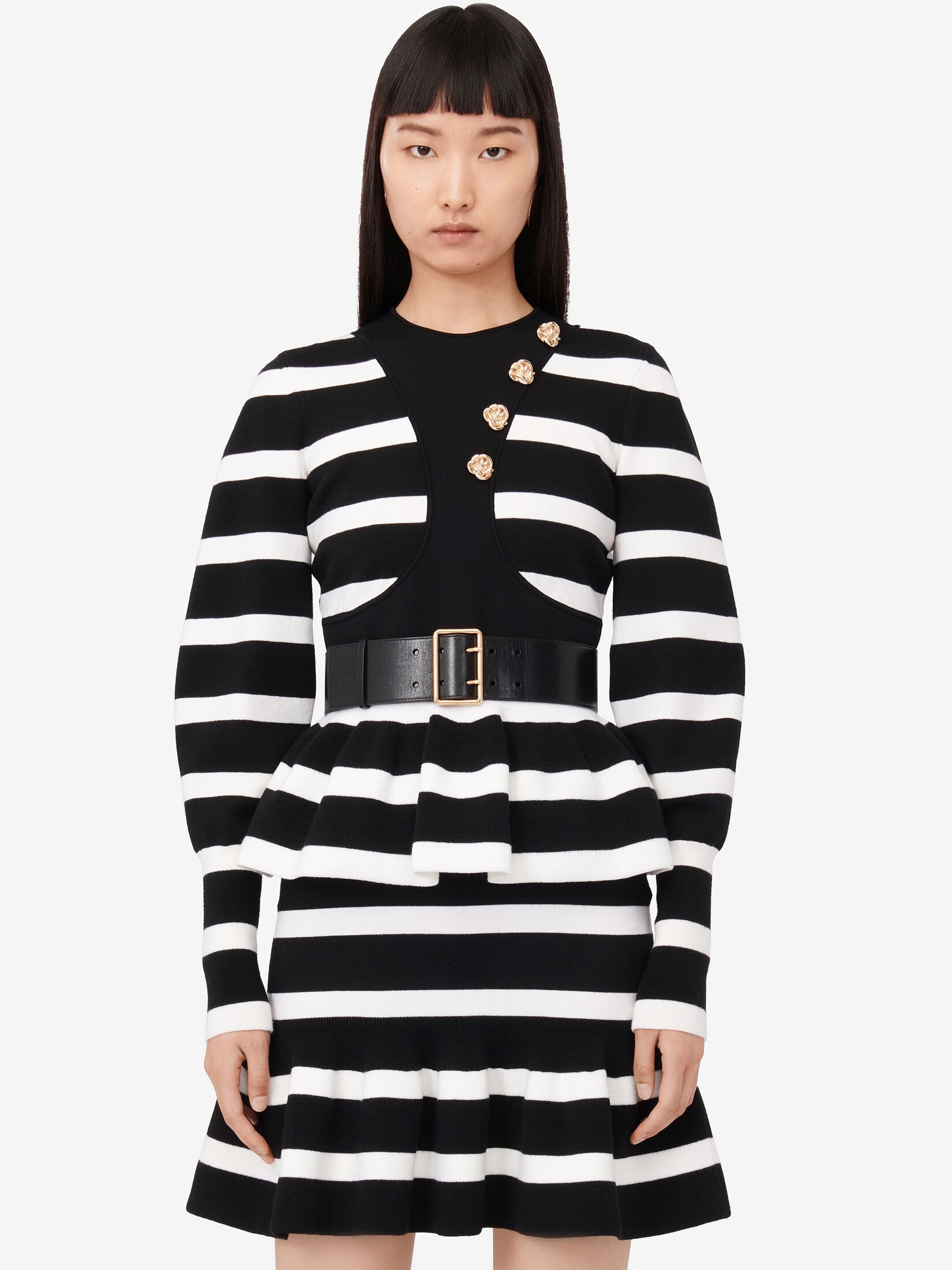 Alexander Mcqueen Wool Striped Sweater In Black