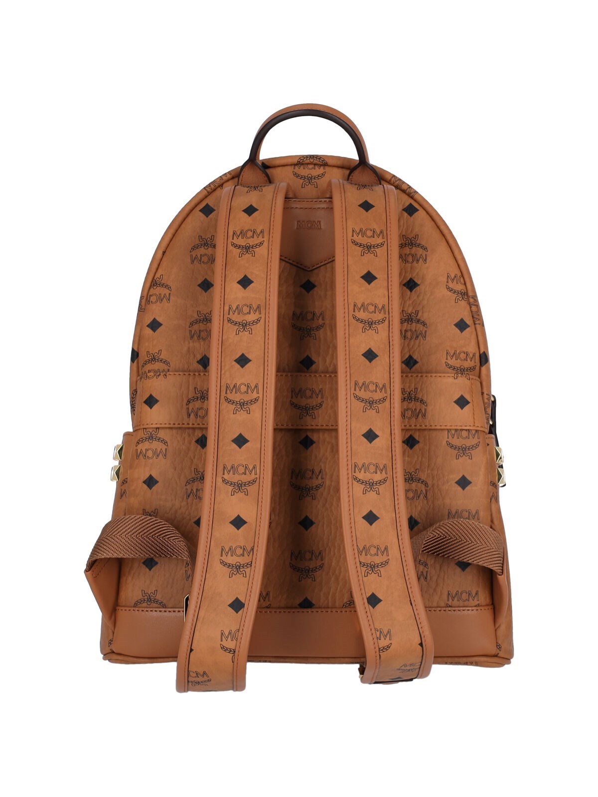 Mcm Logo Backpack In Brown
