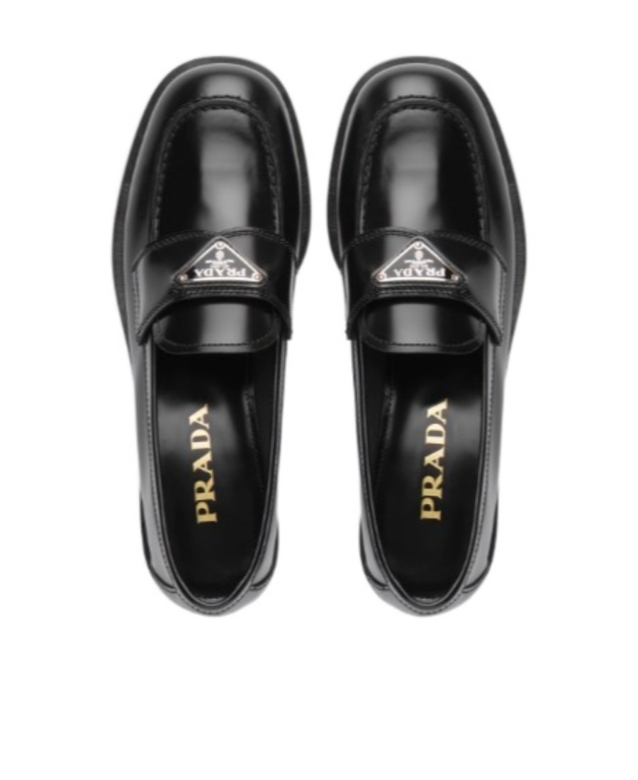 Prada Leather Loafers With Round Toe And Shiny Finish In Multi