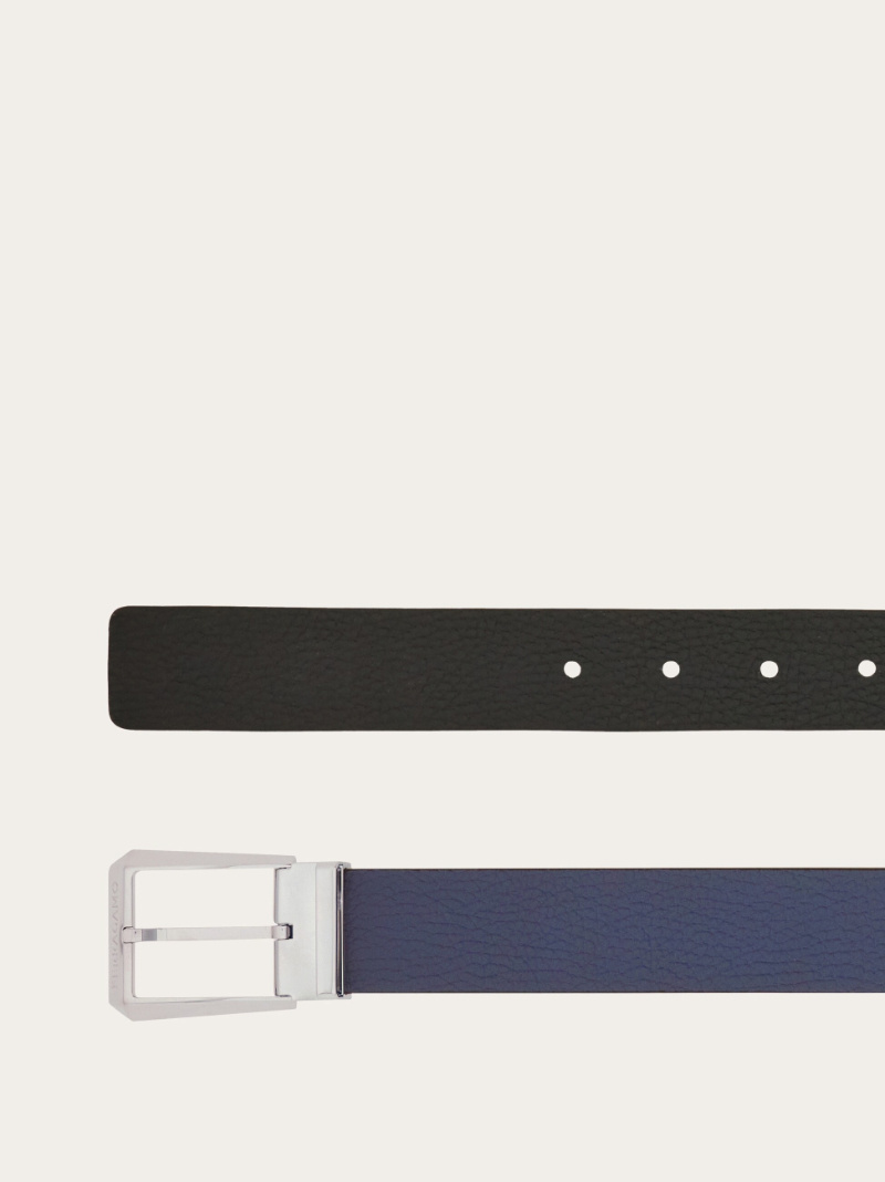 Ferragamo Reversible Leather Belt In Blue