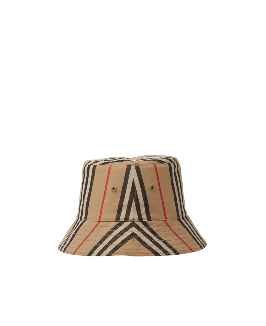 Burberry Reversible Icon Stripe Bucket Hat In Brown