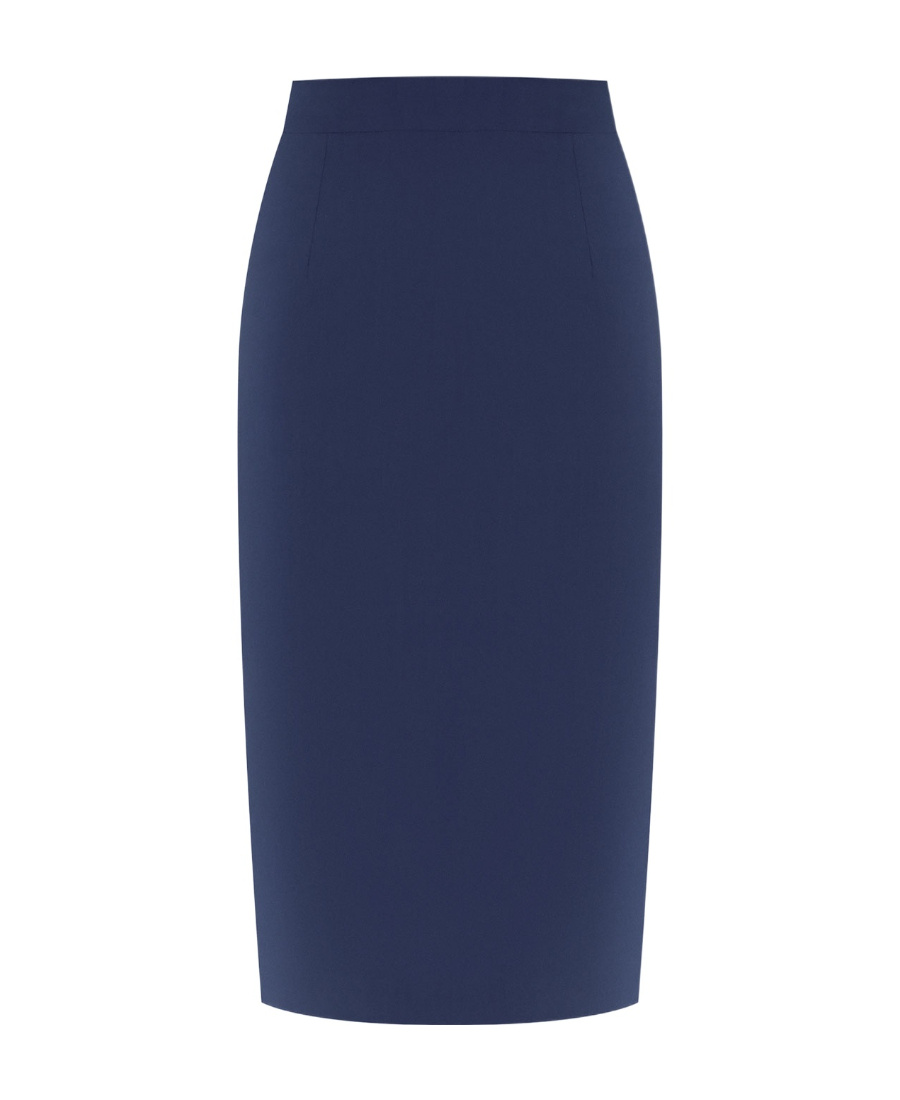 Alberta Ferretti Slit Back High-waisted Knee-length Skirt In Blue