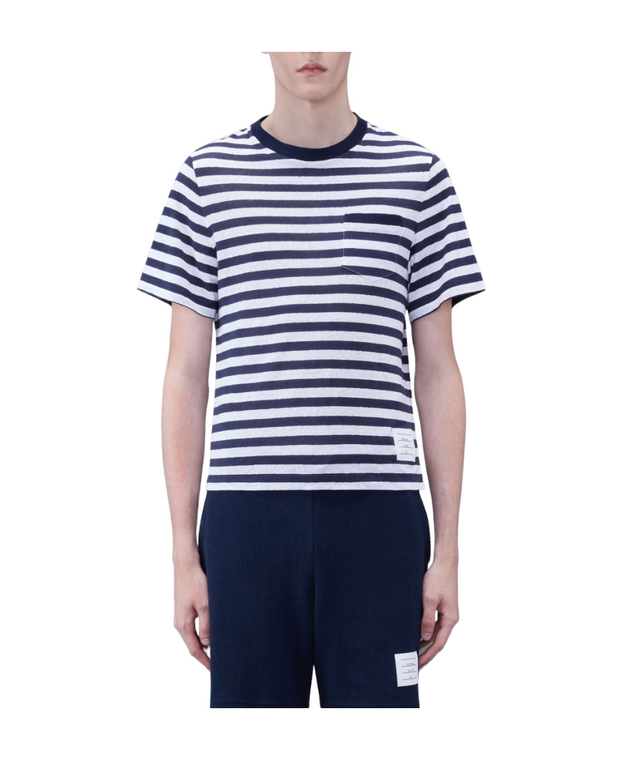 Thom Browne Horizontal-stripe Short-sleeve T-shirt In Multicolor