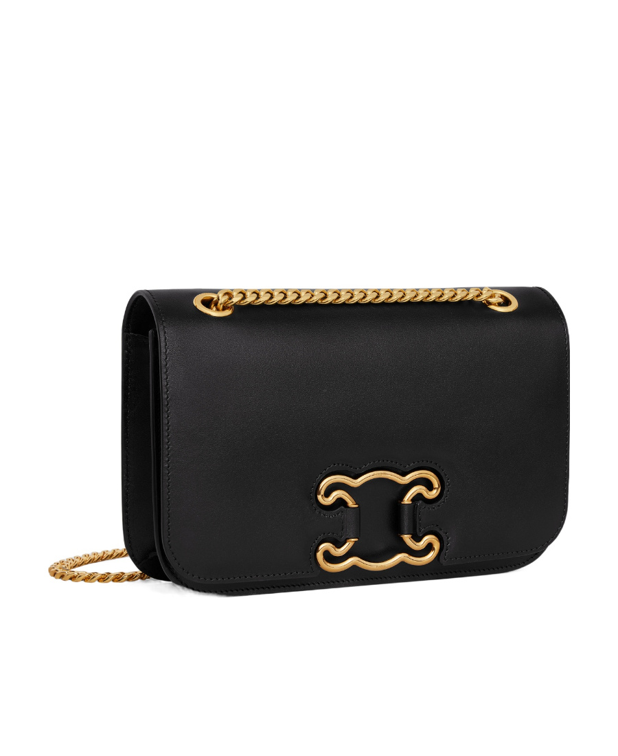 Celine Logo Shoulder Bag In Black