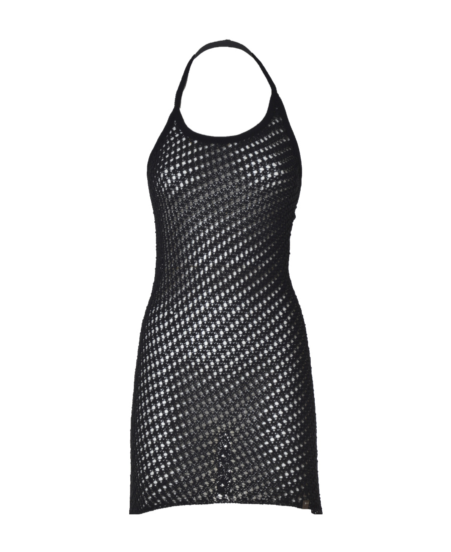 Alyx Crocheted Cotton-blend Halterneck Mini Dress In Black