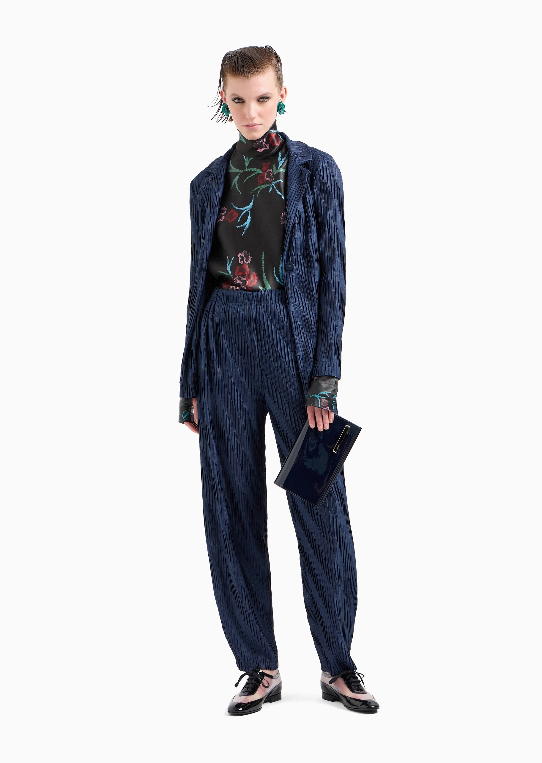 Giorgio Armani High-waist Pleated Trousers In Blue