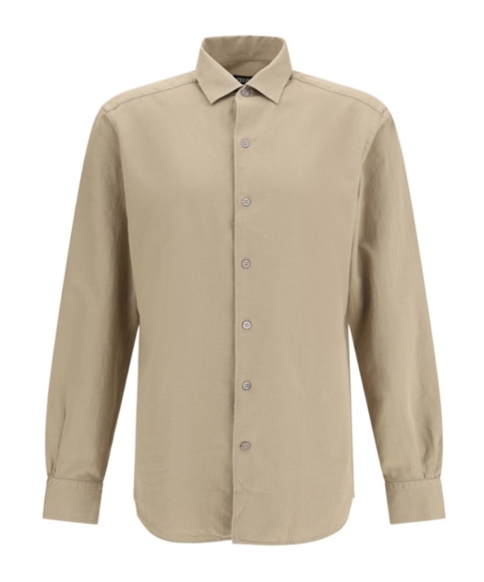 Zegna Cash Button Front Shirt In Nude