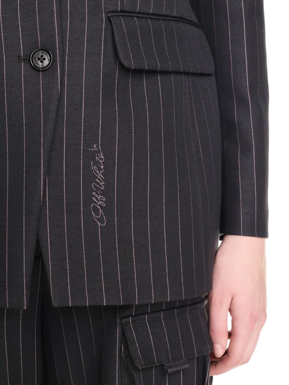 OFF-WHITE OFF-WHITE STRIPED SINGLE-BREASTED BLAZER