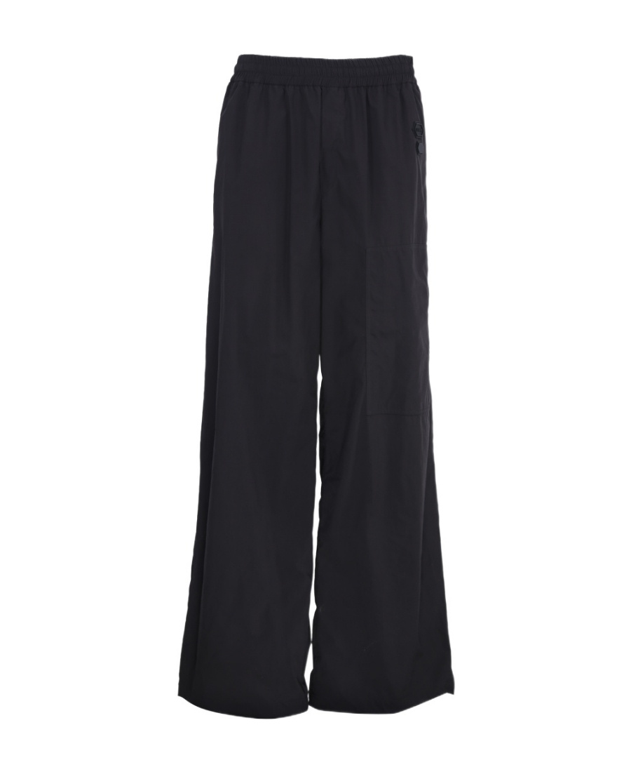 Off-white Logo Patch Wide-leg Trousers In Black