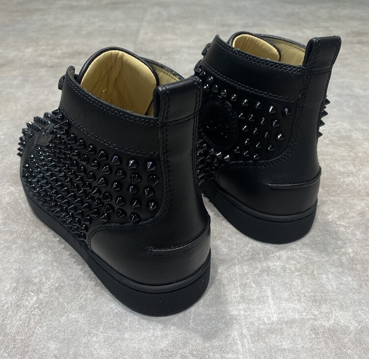 Christian Louboutin Louis Spikes Riveted Casual Sports Shoes In Black
