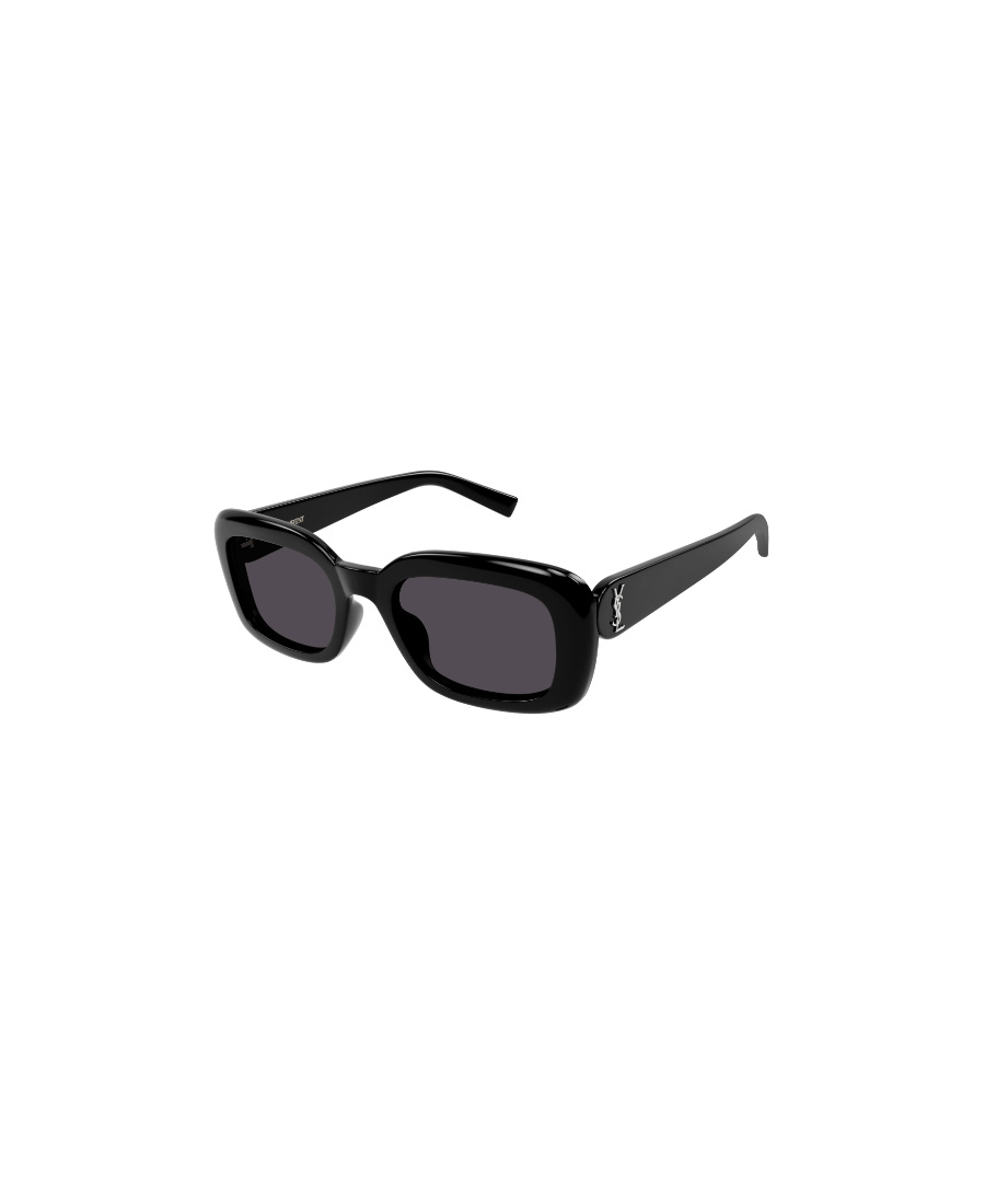Saint Laurent Logo-plaque Rectangle-frame Sunglasses In Black