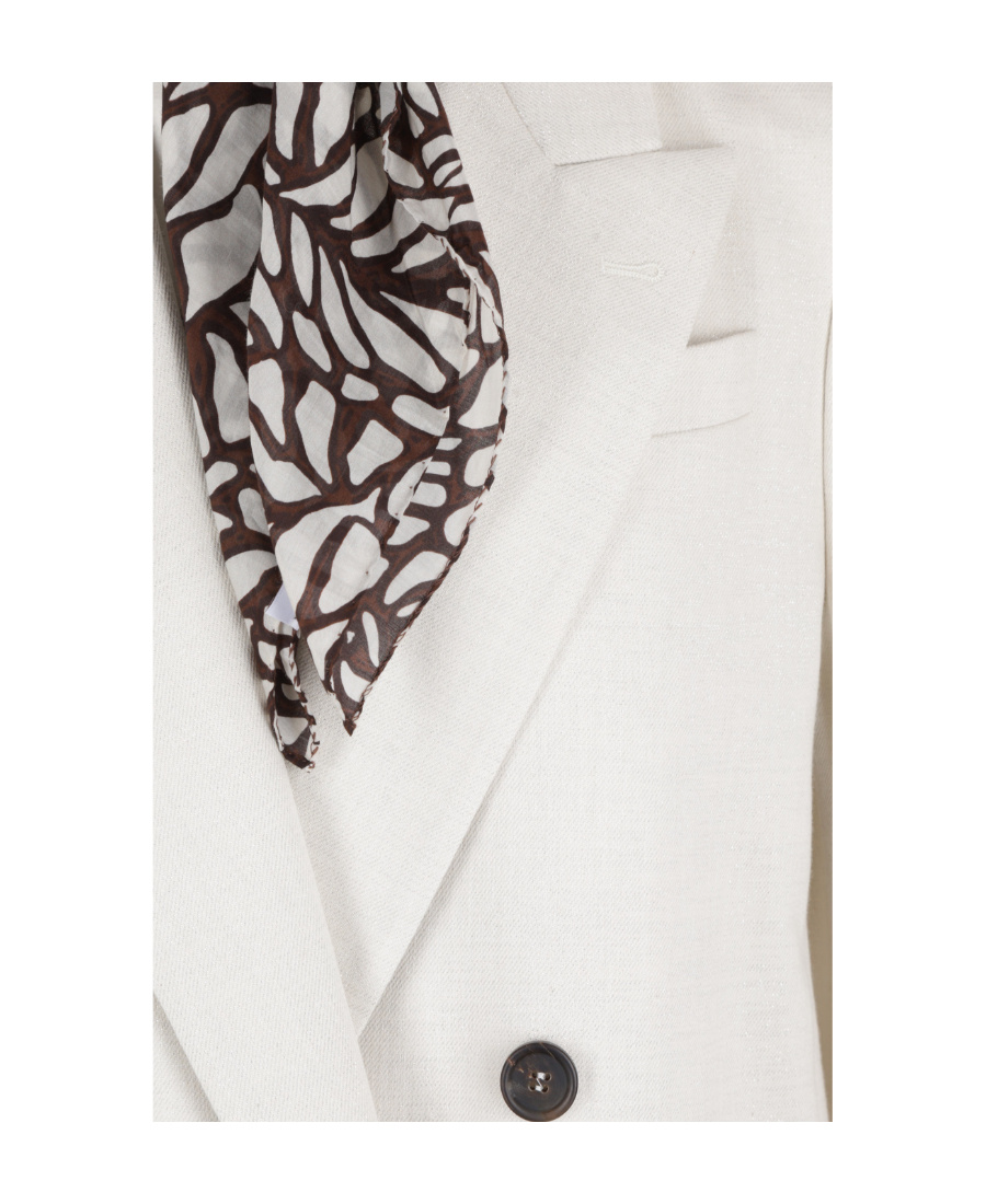 Brunello Cucinelli Scarf-embellished Double-breasted Blazer In White