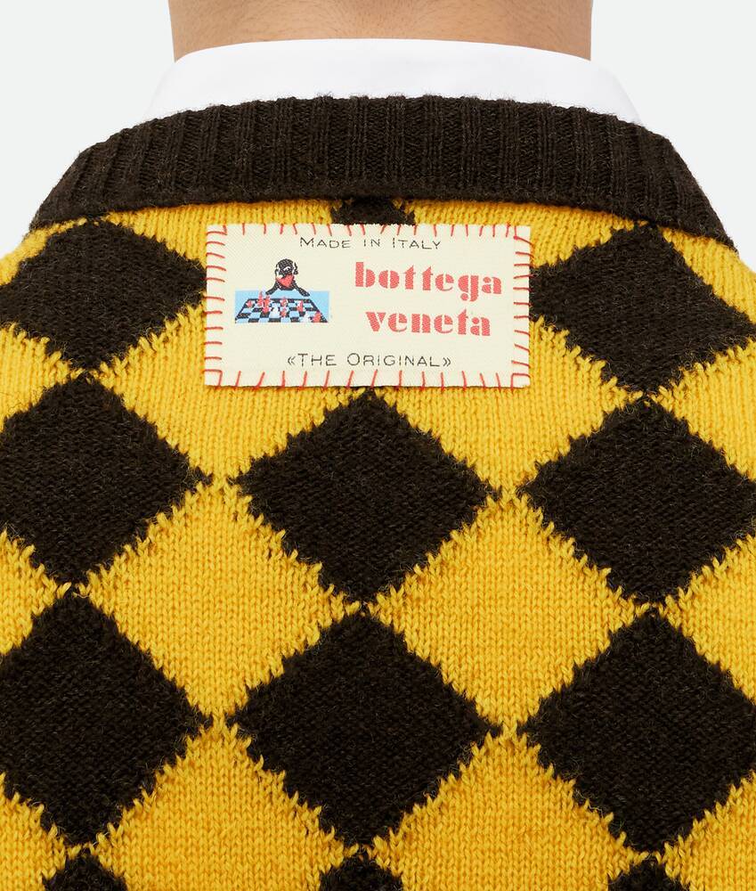 Bottega Veneta Argyle Intarsia Wool Jumper In Black