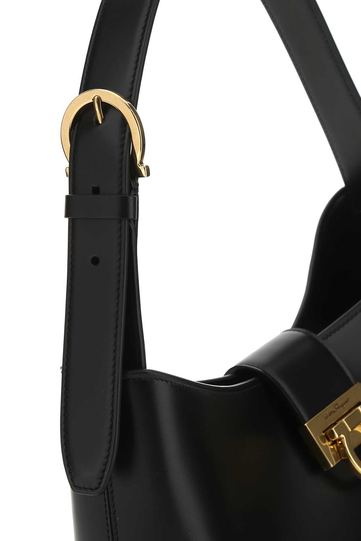 Shop Ferragamo Trifolio Shoulder Bag In Black