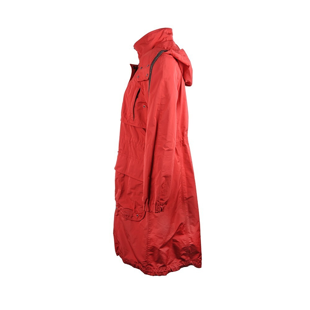 Brunello Cucinelli Long Casual Jacket With Hat In Red