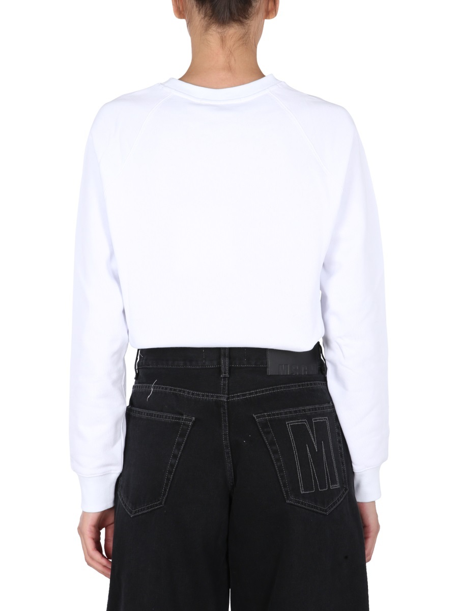 Msgm Sweatshirt With Brushed Logo Print In White