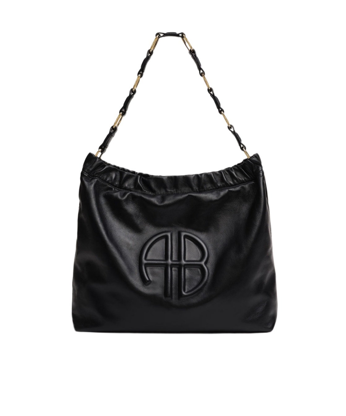 Shop Anine Bing Kate Leather Shoulder Bag In Black