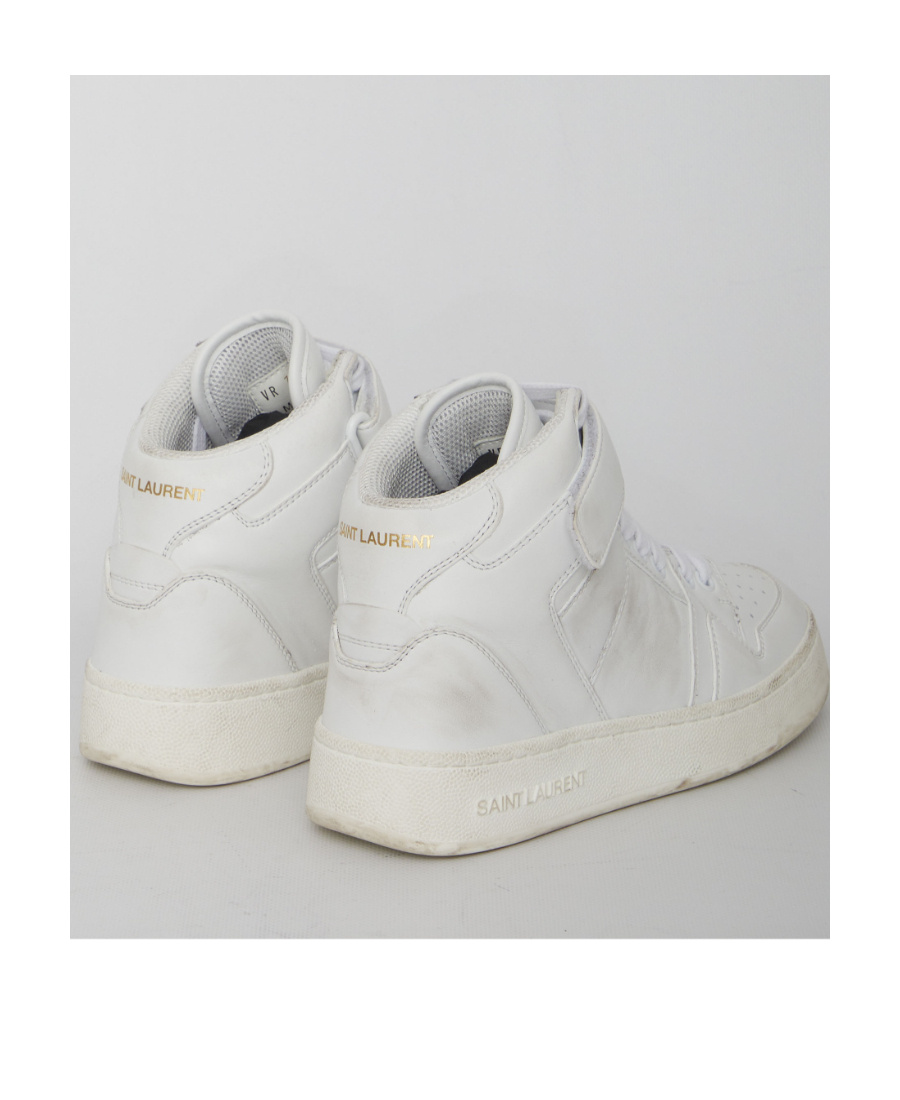 Saint Laurent Lax Sneakers In Washed-out Effect Leather In White
