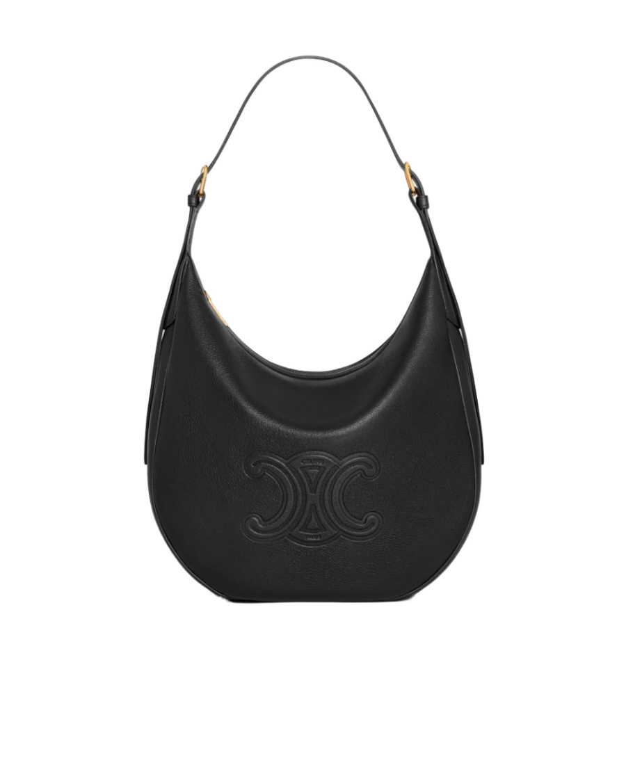 Celine Large Helose Cuir Triomphe Shoulder Bag In Black