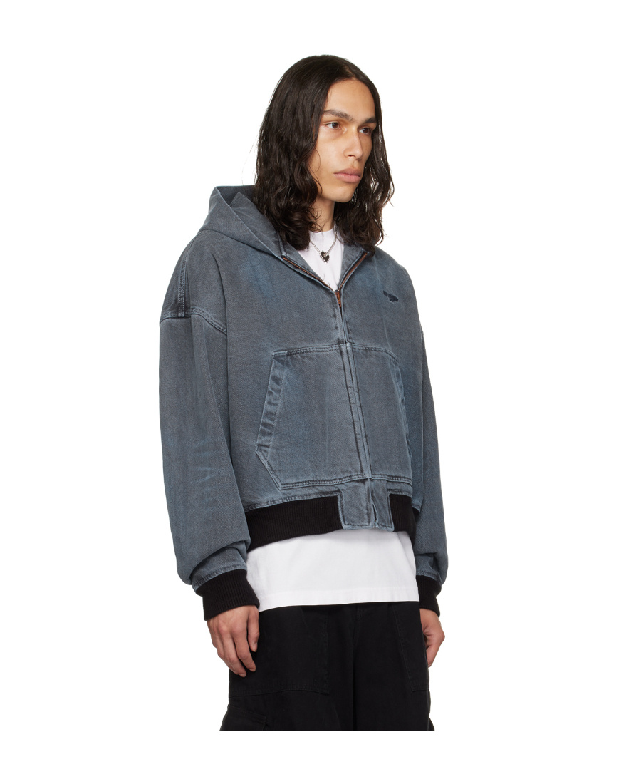 We11 Done Logo Zipper Cotton Suit In Gray