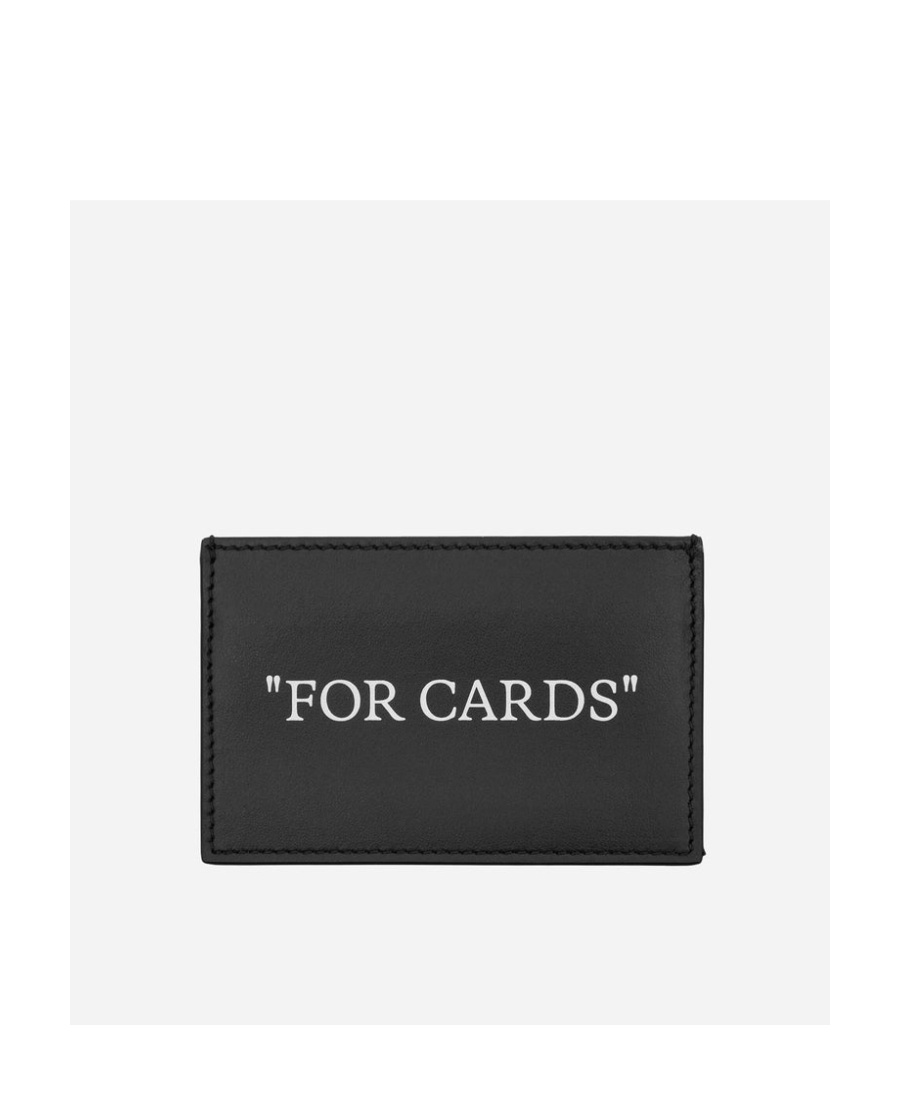 Off-white Quote Leather Cardholder In Black
