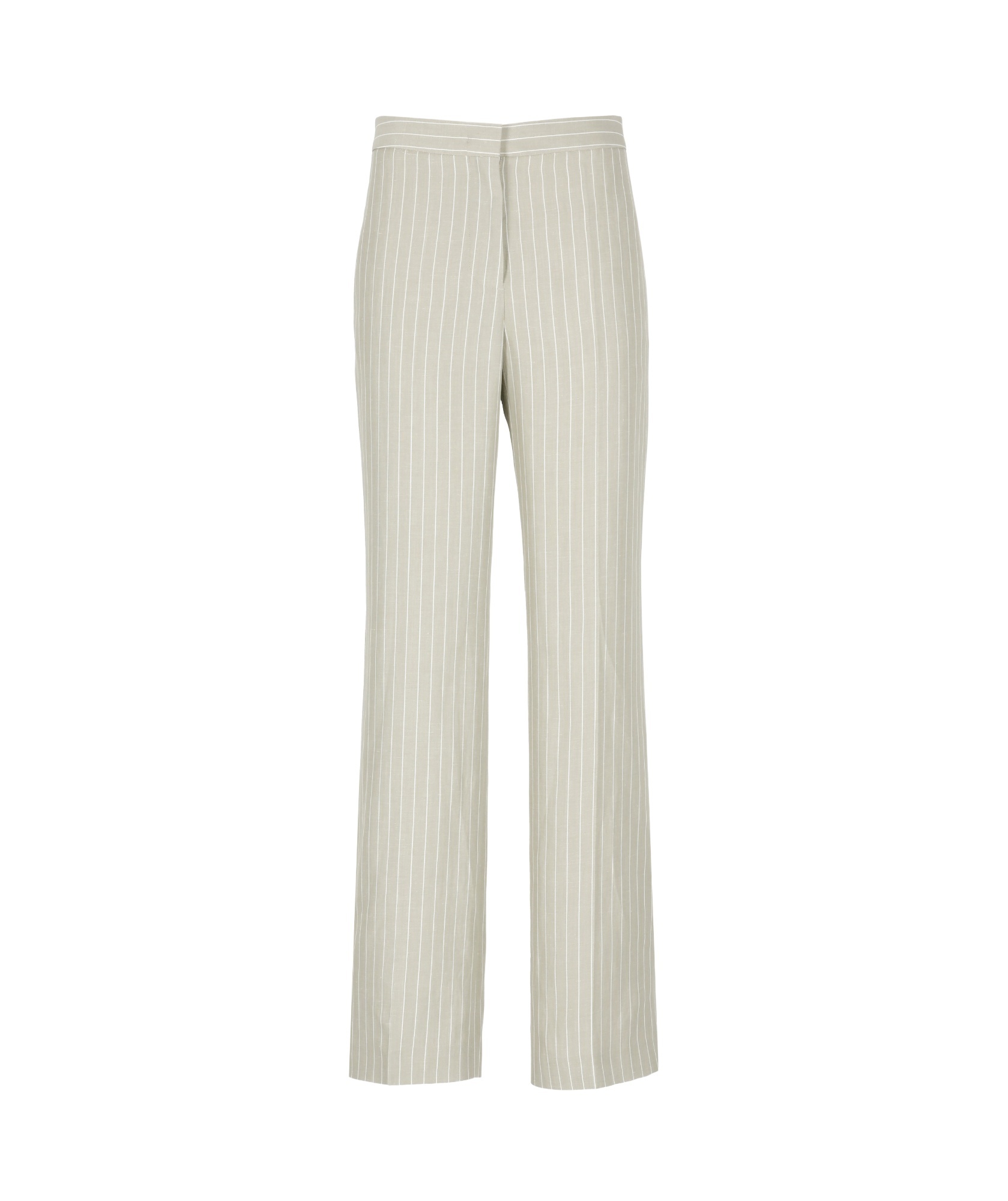 Fabiana Filippi Striped Linen Blend High Waist Trousers In Grey