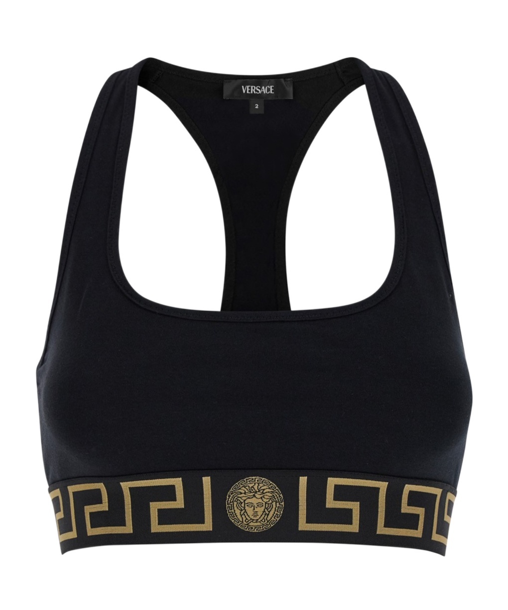 Versace Jersey Top With Topeka Bi-stretch Organic Cotton In Black