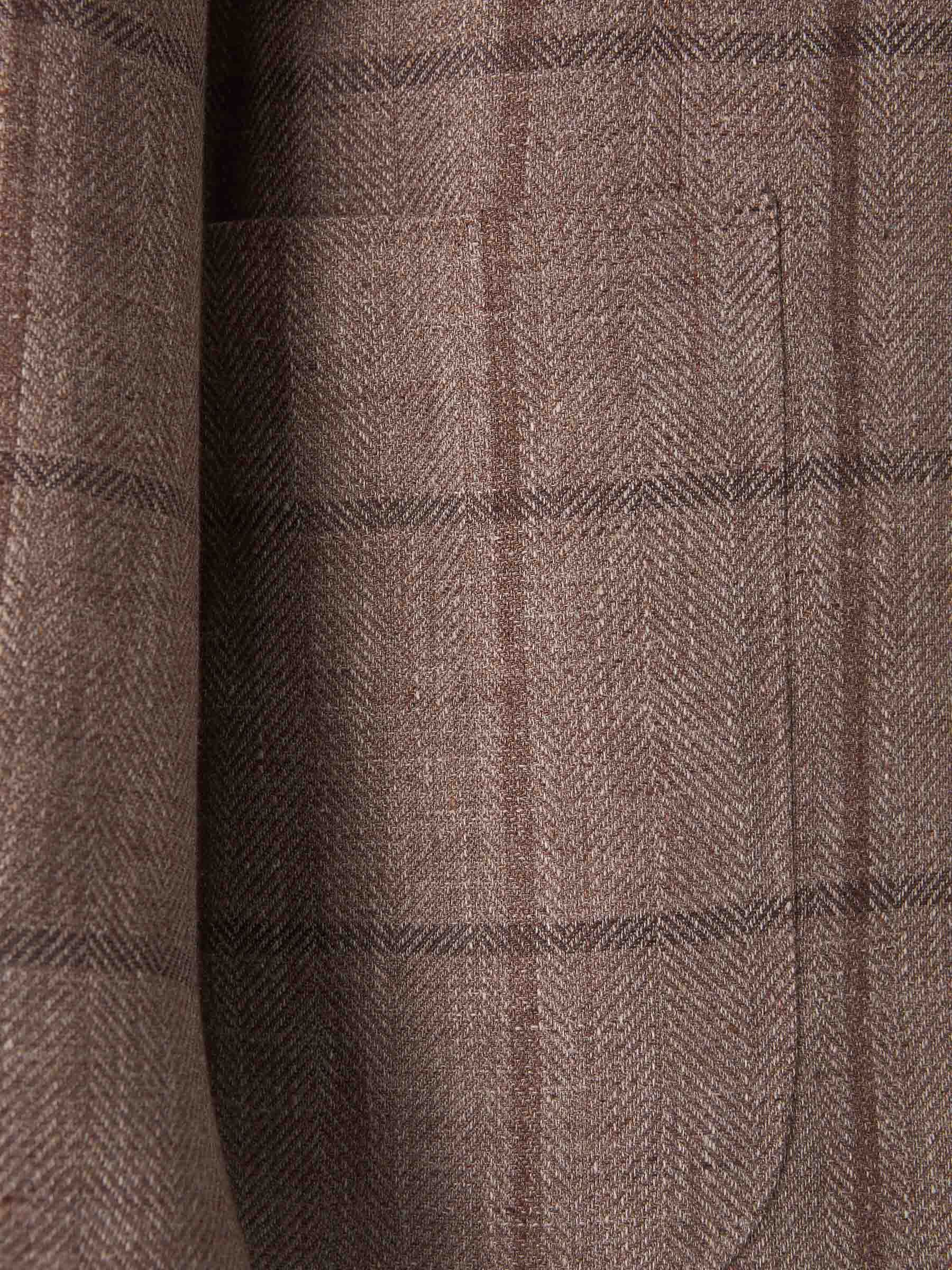 Canali Textured Check Pattern Jacket In Brown
