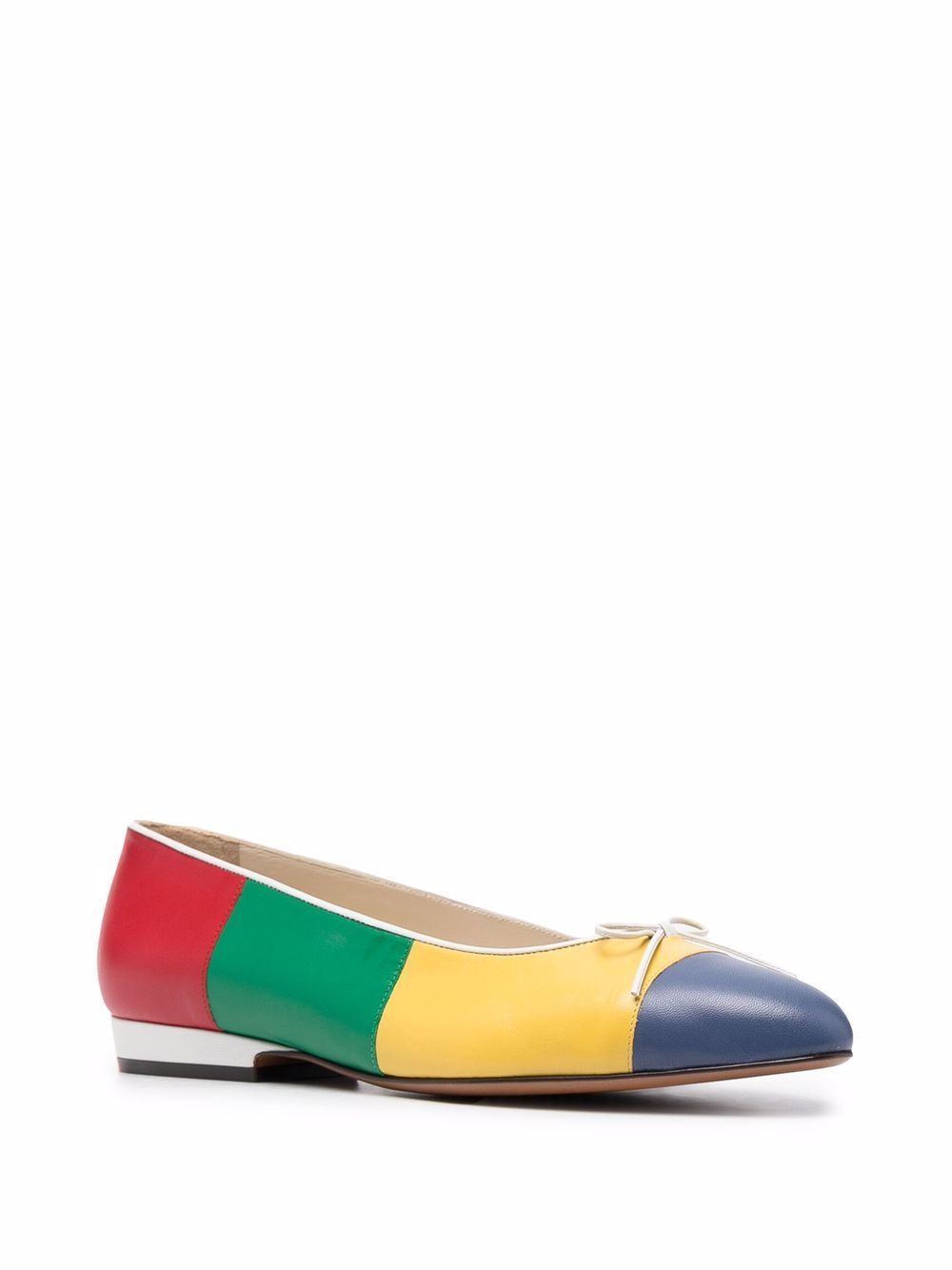 Ferragamo Curiosa Colourblock Leather Ballerinas In Multicolor